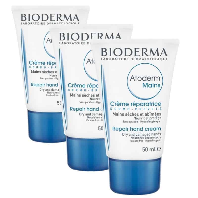 Bioderma Atoderm Mains Crème Réparatrice Lot de 2 + 1 OFFERTE
