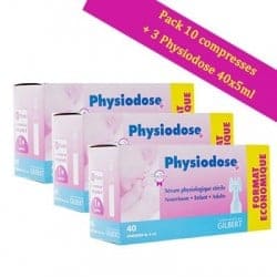 Pack 10x Compresses + 3x Physiodose Sérum Physiologique 40 unidoses