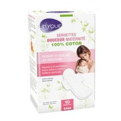 Unyque Serviettes Maxi douceur Maternité 100% coton boîte de 10