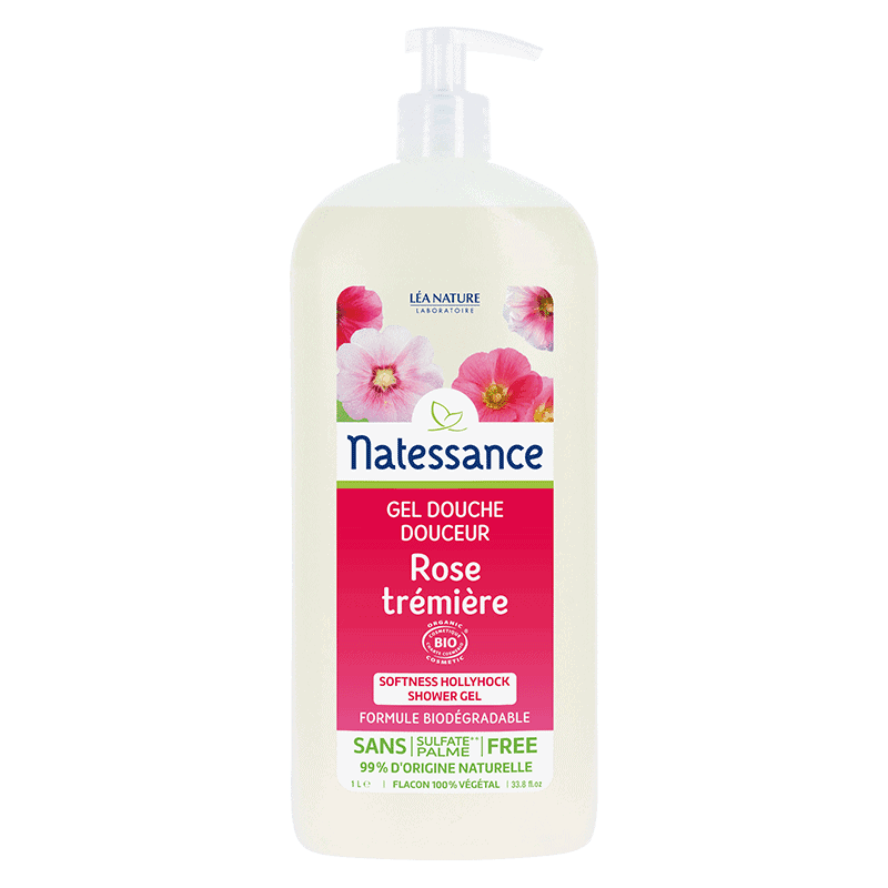 Natessance Gel Douche Bio Rose Trémière 1L