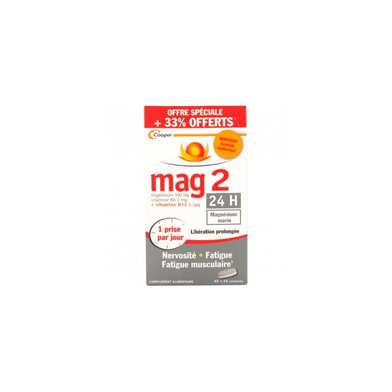 Mag2 Magnésium Marin 25H 45 +15 comprimés