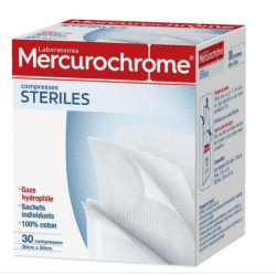 Mercurochrome Compresses Stériles  20x20cm boîte de 30