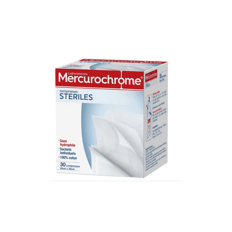 Mercurochrome Compresses Stériles  20x20cm boîte de 30