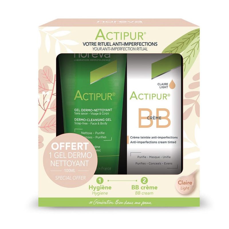 NOREVA ACTIPUR BB CR TEINT CLAIRE 30ML+ GEL MOUSSANT